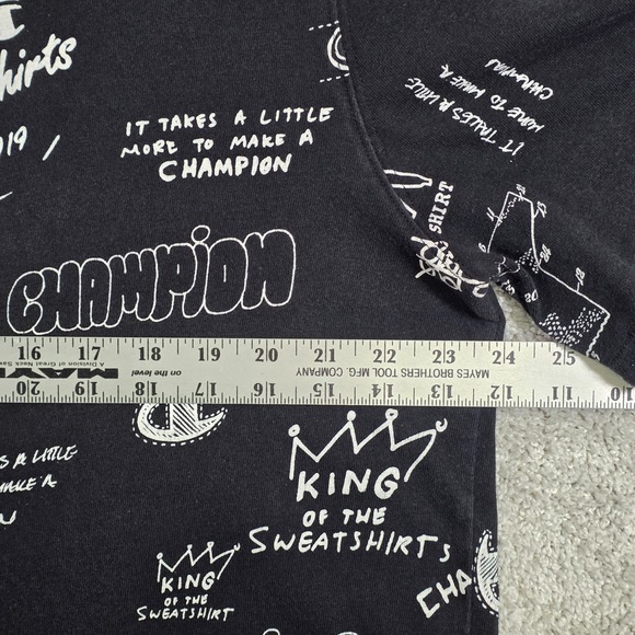 Champion Heritage "King Of The Sweatshirts" AOP Graffiti Black XL T-Shirt - Picture 5 of 6